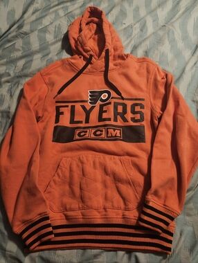 CCM Philadelphia Flyers Orange NHL Hoodie Sweatshirt Men's Size Small